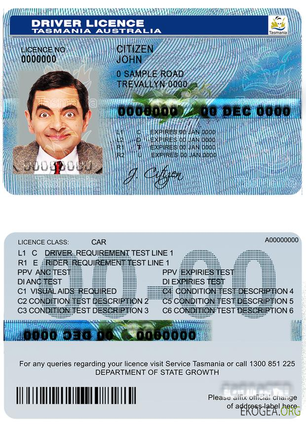 Australia Tasmania driver license